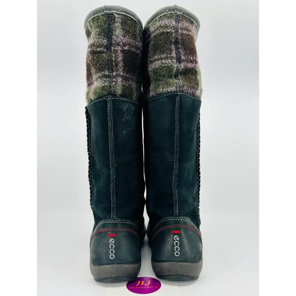 ECCO Women's Black Suede Wool Lined Cuffable Winter Boots Size 37 EU/ 6-6.5 US - Picture 8 of 16